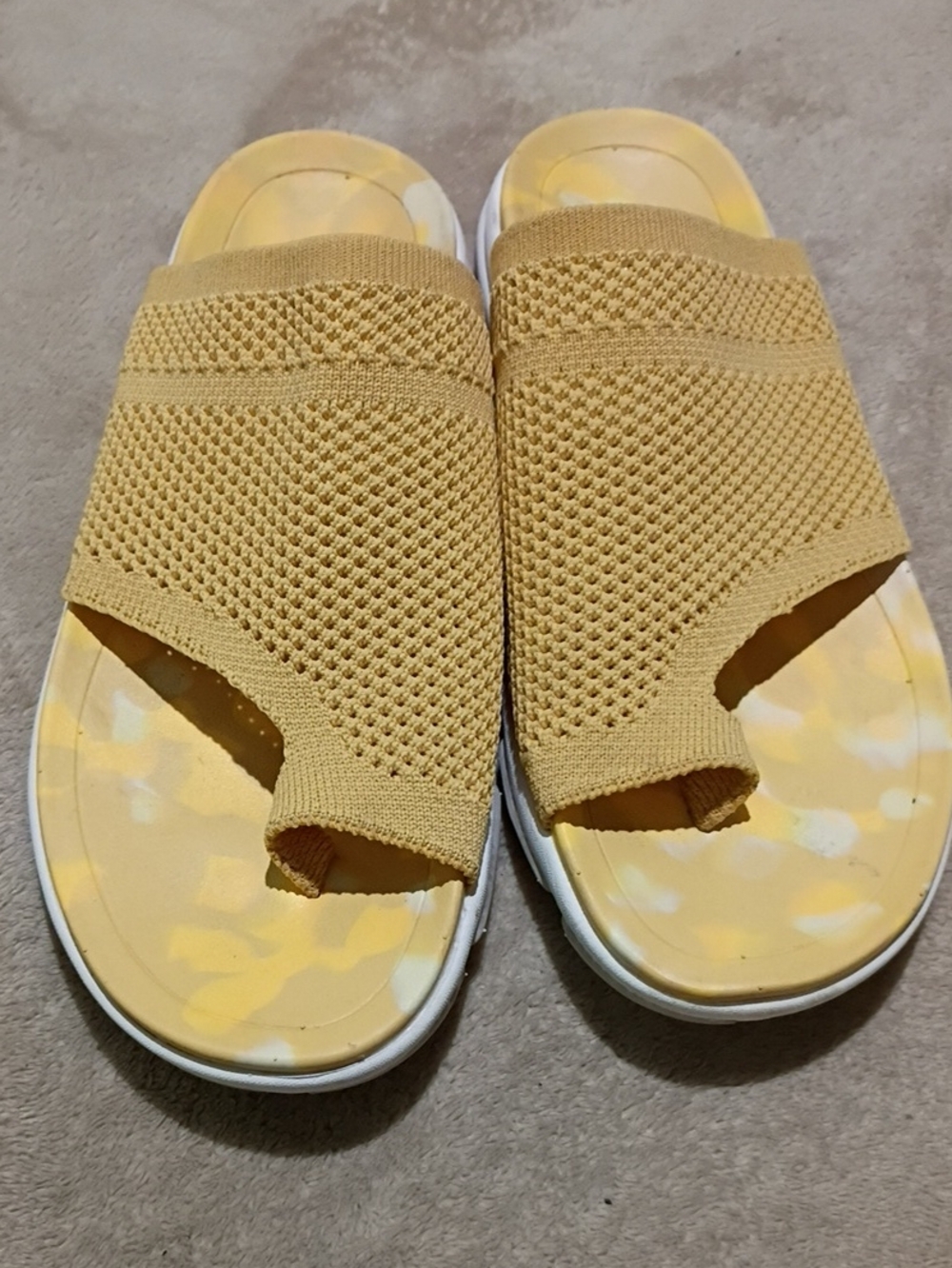 Yellow Knit Slide Sandals - Picture 2 of 8